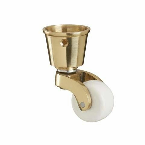 Brass Castor with 32mm White Porcelain Wheel and Leg Cup and Screws