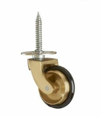 Brass Castor with Rubber Tyre Wheel and Screw Plate